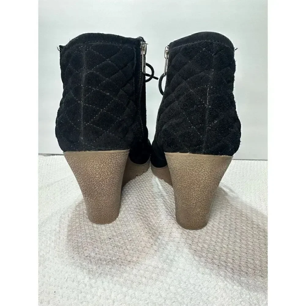 Mia black suede wedge heeled booties size 11
